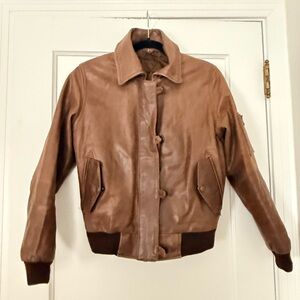 Vintage - Brown leather bomber jacket - size M